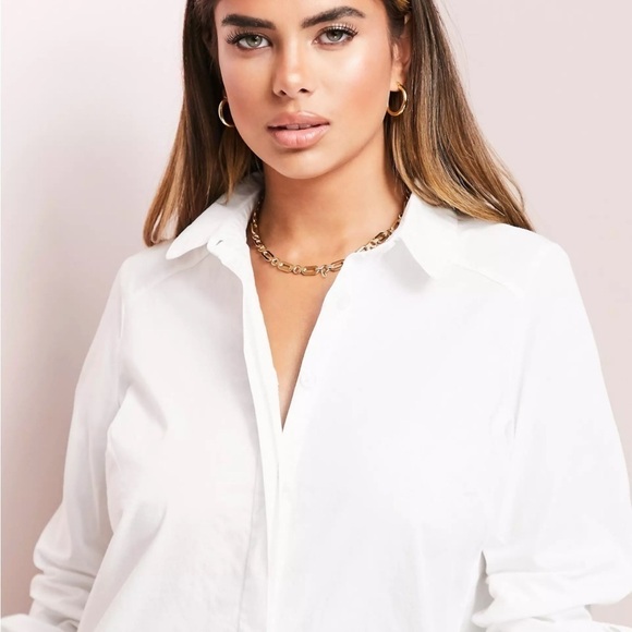 ASOS Design Cotton Mini Shirt Dress White Size 2 - Picture 12 of 13